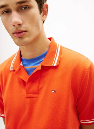Tommy Jeans Turuncu Erkek Polo T-Shirt DM0DM22700XM2 Kırmızı Polo T-Shirt