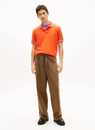Tommy Jeans Turuncu Erkek Polo T-Shirt DM0DM22700XM2 Kırmızı Polo T-Shirt