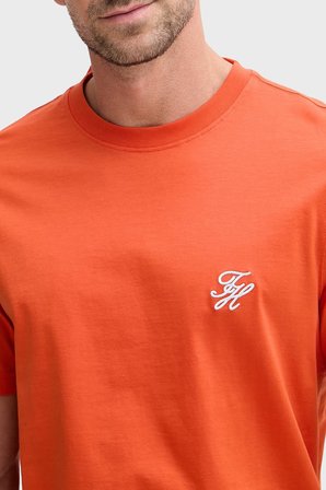 Tommy Hilfiger Logolu Pamuklu Regular Fit Bisiklet Yaka T Shirt Erkek T SHİRT MW0MW43066 SCX ORANGE