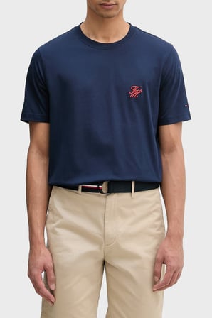 Tommy Hilfiger Logolu Pamuklu Regular Fit Bisiklet Yaka T Shirt Erkek T SHİRT MW0MW43066 DCC LACİVERT
