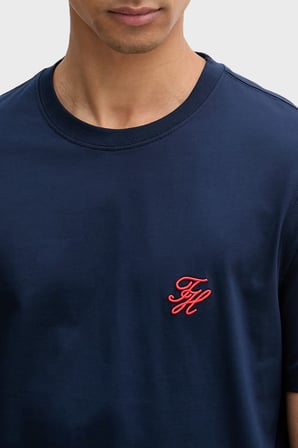 Tommy Hilfiger Logolu Pamuklu Regular Fit Bisiklet Yaka T Shirt Erkek T SHİRT MW0MW43066 DCC LACİVERT
