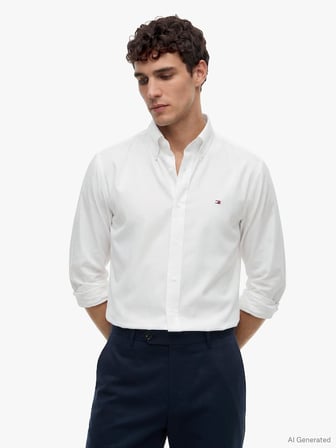 CL OXFORD SOLID SHIRT Erkek Beyaz Gömlek - MW0MW42936