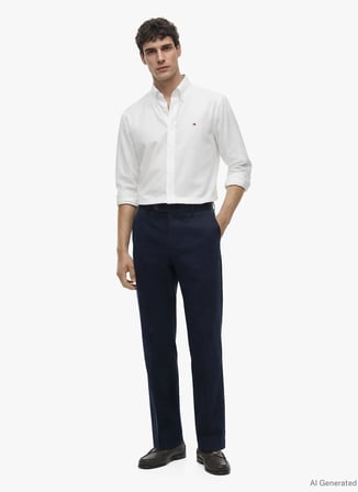 Tommy Hilfiger Beyaz Erkek Gömlek MW0MW42936YBR_CL OXFORD SOLID SHIR