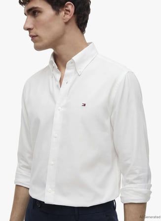 Tommy Hilfiger Beyaz Erkek Gömlek MW0MW42936YBR_CL OXFORD SOLID SHIR