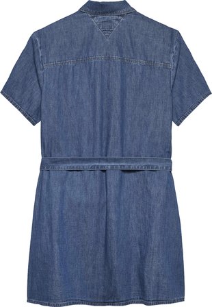 TOMMY HILFIGER Kadın Marka Logolu Günlük Kullanıma Uygun Denim Mavi Elbise DW0DW22787 1A5