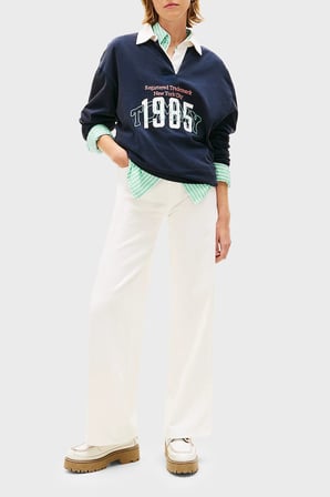 Tommy Jeans Pamuklu Wide Leg Fit Yüksek Bel Jeans Bayan KOT PANTOLON DW0DW22648 1D0 BEYAZ