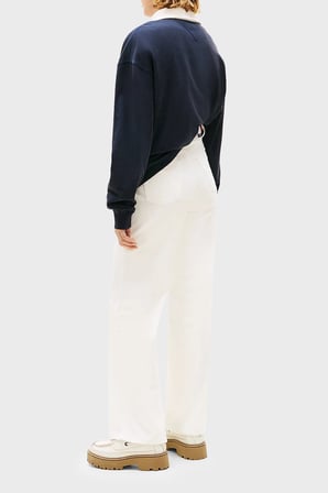 Tommy Jeans Pamuklu Wide Leg Fit Yüksek Bel Jeans Bayan KOT PANTOLON DW0DW22648 1D0 BEYAZ
