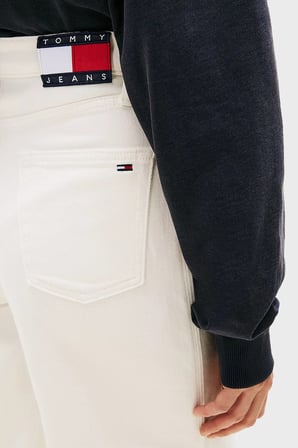 Tommy Jeans Pamuklu Wide Leg Fit Yüksek Bel Jeans Bayan KOT PANTOLON DW0DW22648 1D0 BEYAZ