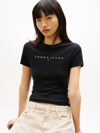 Tommy Hilfiger TJW Dar Kesim Lineer Kadın Siyah T-shirt DW0DW183980GK