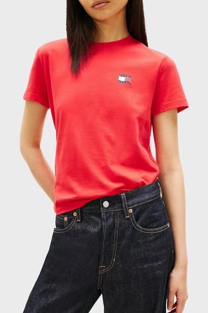 Tommy Jeans Pamuklu Sırt Baskılı Regular Fit Bisiklet Yaka T Shirt Bayan T SHİRT DW0DW22274 XK3 KIRMIZI