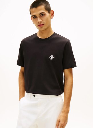 Tommy Hilfiger Siyah Erkek Nakışlı T-Shirt MW0MW43066BDS_SCRIPT MONOGRAM SWIMS