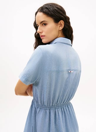 Tommy Jeans Mavi Kadın Gömlek Elbise TJW MAXI LINEN BLEND SHIRT DRESS