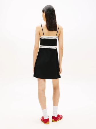 Tommy Hilfiger TJW Şerit Detaylı İnce Askılı Mini Kadın Siyah Elbise DW0DW22337BDS