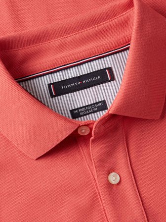 TOMMY HILFIGER Erkek Marka Logolu Organik Pamuklu Polo Yakalı Kısa  Kollu Günlük Kullanıma Uygun Şık Görünümlü Kırmızı- Polo Yaka T-Shirt MW0MW17770 XKS
