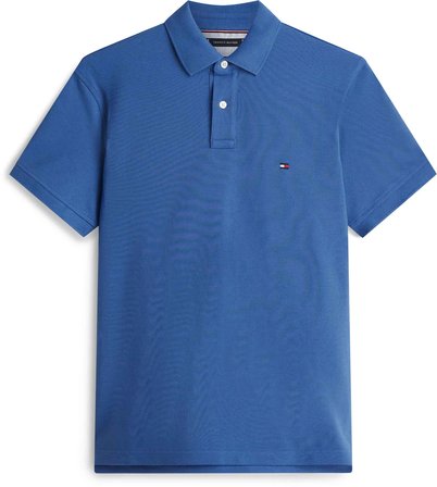 TOMMY HILFIGER Erkek Marka Logolu Organik Pamuklu Polo Yakalı Kısa  Kollu Günlük Kullanıma Uygun Şık Görünümlü Galaktik Mavi Polo Yaka T-Shirt MW0MW17770 C4U