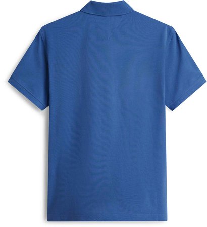 TOMMY HILFIGER Erkek Marka Logolu Organik Pamuklu Polo Yakalı Kısa  Kollu Günlük Kullanıma Uygun Şık Görünümlü Galaktik Mavi Polo Yaka T-Shirt MW0MW17770 C4U