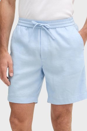 Tommy Hilfiger Bağlamalı Normal Bel Keten Bermuda Short Erkek SHORT MW0MW44353 DBR MAVİ