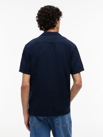 TJM REG LINEN BLEND CAMP SS EXT Erkek Mavi KK Gömlek - DM0DM23058