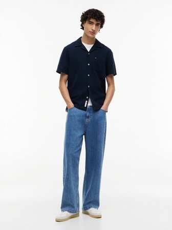 TJM REG LINEN BLEND CAMP SS EXT Erkek Mavi KK Gömlek - DM0DM23058