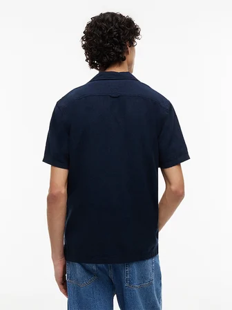 TJM REG LINEN BLEND CAMP SS EXT Erkek Mavi KK Gömlek - DM0DM23058