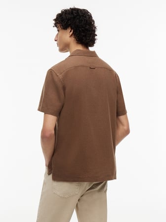 TJM REG LINEN BLEND CAMP SS EXT Erkek Kahverengi KK Gömlek - DM0DM23058