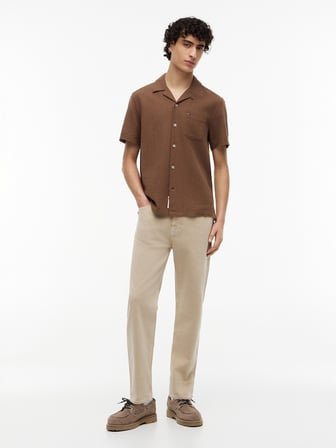 TJM REG LINEN BLEND CAMP SS EXT Erkek Kahverengi KK Gömlek - DM0DM23058