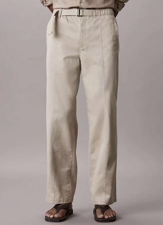 Calvin Klein Jeans Ekru Erkek Chino Pantolon LV04RG615GNSU BAGGY HEAVY Ekru