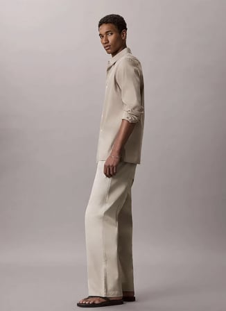 Calvin Klein Jeans Ekru Erkek Chino Pantolon LV04RG615GNSU BAGGY HEAVY Ekru