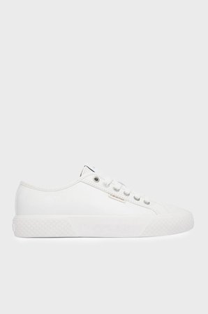 Calvin Klein Deri Logolu Sneaker Ayakkabı HW0HW030770K4 Bayan AYAKKABI HW0HW03077 0K4 BEYAZ