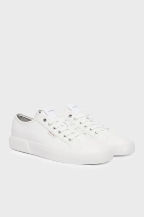 Calvin Klein Deri Logolu Sneaker Ayakkabı HW0HW030770K4 Bayan AYAKKABI HW0HW03077 0K4 BEYAZ