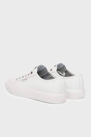 Calvin Klein Deri Logolu Sneaker Ayakkabı HW0HW030770K4 Bayan AYAKKABI HW0HW03077 0K4 BEYAZ