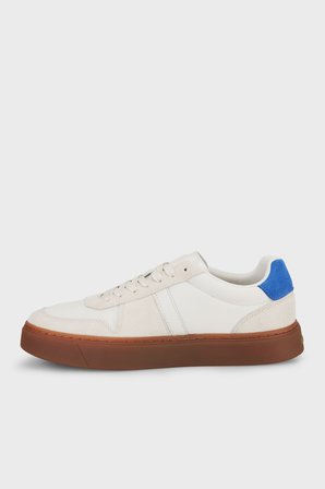 Calvin Klein Logolu Süet Detaylı Sneaker Ayakkabı YM0YM013950IO Erkek AYAKKABI YM0YM01395 0IO GRİ-BEYAZ