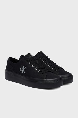 Calvin Klein Logolu Kanvas Sneaker Ayakkabı YW0YW017630GJ Bayan AYAKKABI YW0YW01763 0GJ SİYAH