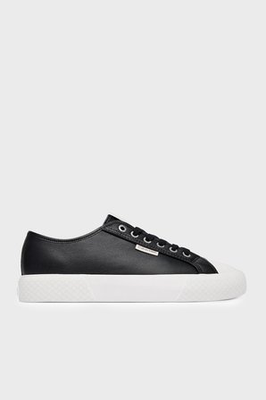 Calvin Klein Deri Logolu Sneaker Ayakkabı HW0HW03077BEH Bayan AYAKKABI HW0HW03077 BEH SİYAH