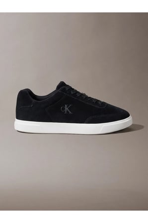 Erkek Düşük Bilekli Rahat Taban Ck Logolu Süet Siyah Sneaker