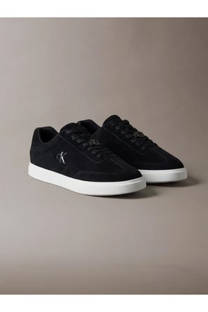 Erkek Düşük Bilekli Rahat Taban Ck Logolu Süet Siyah Sneaker