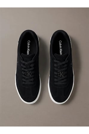 Erkek Düşük Bilekli Rahat Taban Ck Logolu Süet Siyah Sneaker