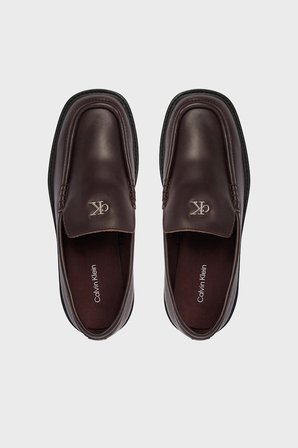 Calvin Klein % 100 Deri Logolu Makosen Ayakkabı HW0HW030440KV Bayan AYAKKABI HW0HW03044 0KV BORDO-SİYAH