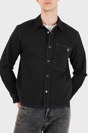 Calvin Klein Logolu Pamuklu Göğüs Cepli Gömlek LV04RG407GUB1 Erkek GÖMLEK LV04RG407G UB1 SİYAH