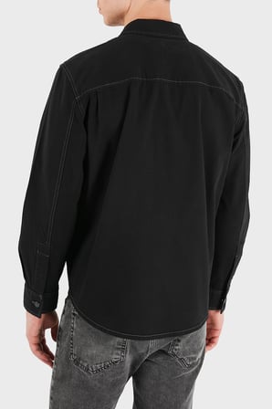 Calvin Klein Logolu Pamuklu Göğüs Cepli Gömlek LV04RG407GUB1 Erkek GÖMLEK LV04RG407G UB1 SİYAH