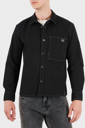 Calvin Klein Logolu Pamuklu Göğüs Cepli Gömlek LV04RG407GUB1 Erkek GÖMLEK LV04RG407G UB1 SİYAH