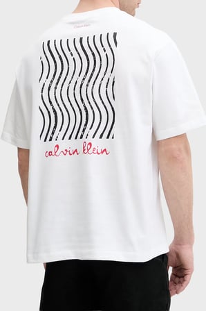 Calvin Klein % 100 Pamuk Logolu Grafik Baskılı Bisiklet Yaka T Shirt LV04RG816GYAF Erkek T SHİRT LV04RG816G YAF BEYAZ