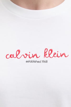 Calvin Klein % 100 Pamuk Logolu Grafik Baskılı Bisiklet Yaka T Shirt LV04RG816GYAF Erkek T SHİRT LV04RG816G YAF BEYAZ