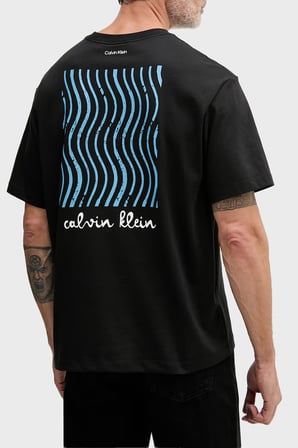 Calvin Klein % 100 Pamuk Logolu Grafik Baskılı Bisiklet Yaka T Shirt LV04RG816GUB1 Erkek T SHİRT LV04RG816G UB1 SİYAH