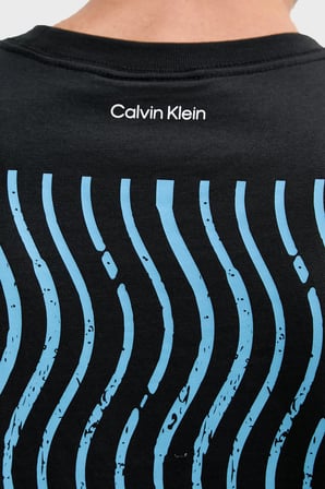 Calvin Klein % 100 Pamuk Logolu Grafik Baskılı Bisiklet Yaka T Shirt LV04RG816GUB1 Erkek T SHİRT LV04RG816G UB1 SİYAH