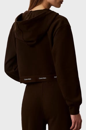 Calvin Klein % 100 Pamuk Logolu Regular Fit Fermuarlı Kapüşon Yaka Sweat LV047G252GTO2 Bayan SWEAT LV047G252G TO2 KAHVE