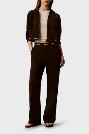 Calvin Klein Logolu Bel Detaylı Geniş Paça Pantolon LV047G253GTO2 Bayan PANTOLON LV047G253G TO2 KAHVE