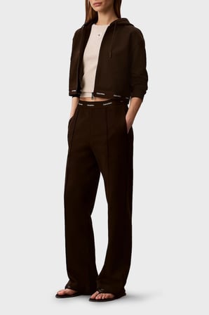 Calvin Klein Logolu Bel Detaylı Geniş Paça Pantolon LV047G253GTO2 Bayan PANTOLON LV047G253G TO2 KAHVE