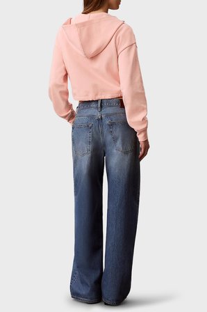 Calvin Klein % 100 Pamuk Logolu Relaxed Fit Sweat LV047G203G4TJ Bayan SWEAT LV047G203G 4TJ ŞEFTALİ