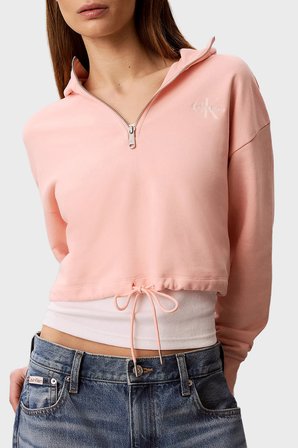 Calvin Klein % 100 Pamuk Logolu Relaxed Fit Sweat LV047G203G4TJ Bayan SWEAT LV047G203G 4TJ ŞEFTALİ